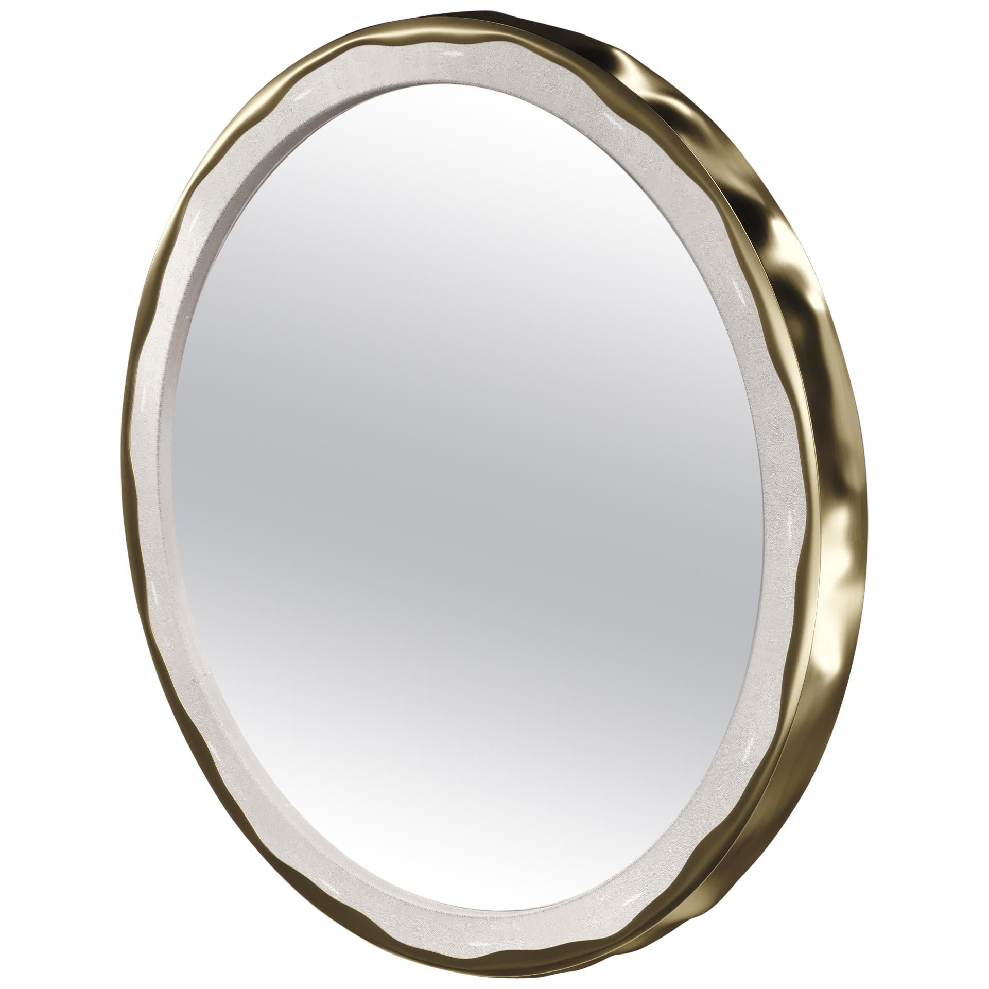 Shagreen Mirror with a Bronze-Patina Brass Frame by R&Y Augousti For Sale