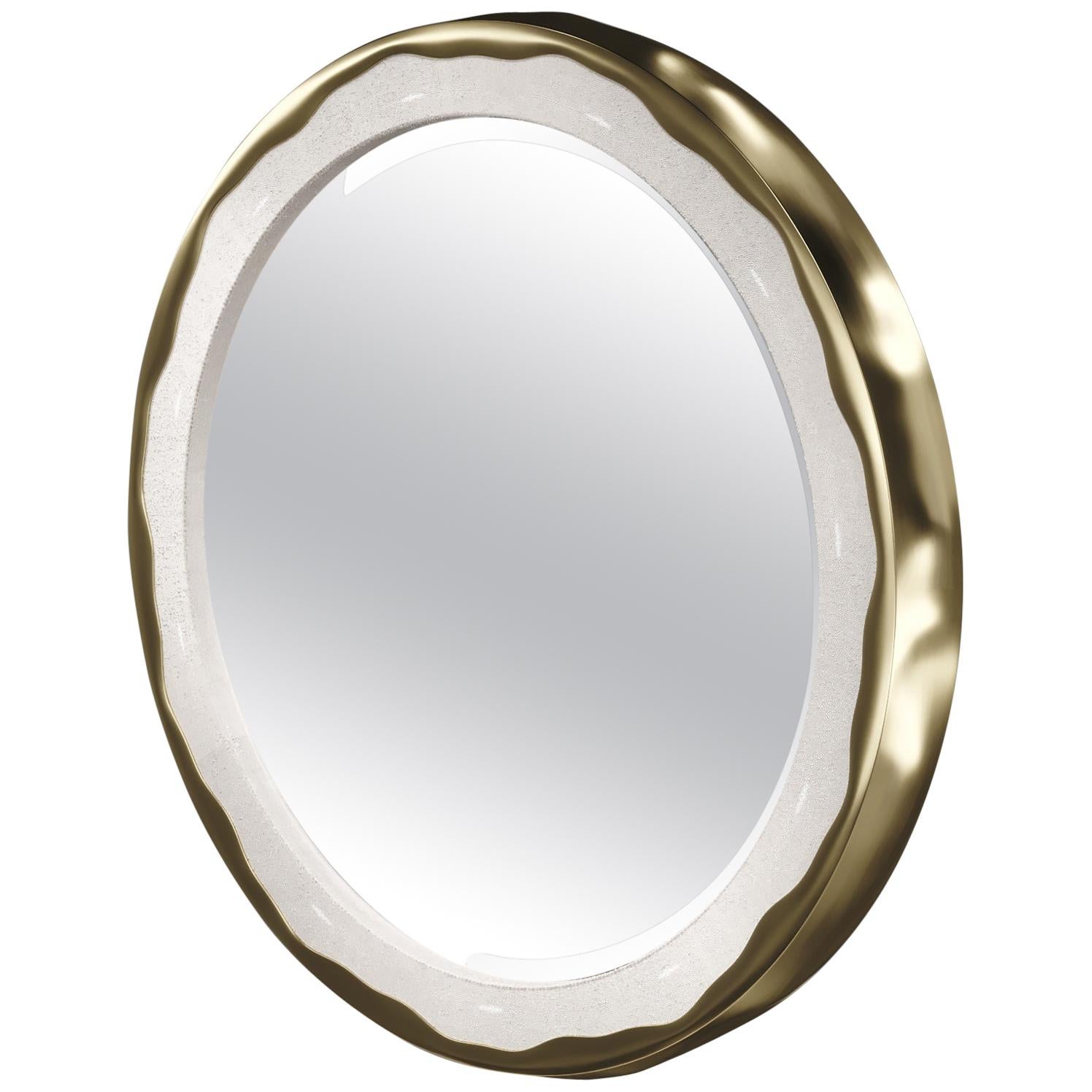 Shagreen Mirror with a Bronze-Patina Brass Frame by R&Y Augousti For Sale