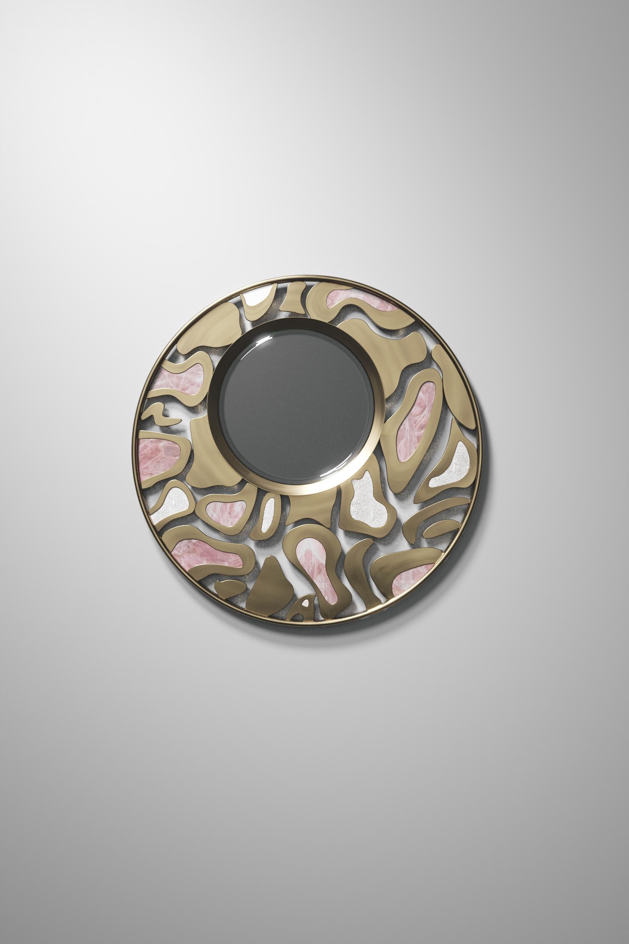 Shagreen Mirror with Bronze-Patina Brass Details by Kifu Paris For Sale 8
