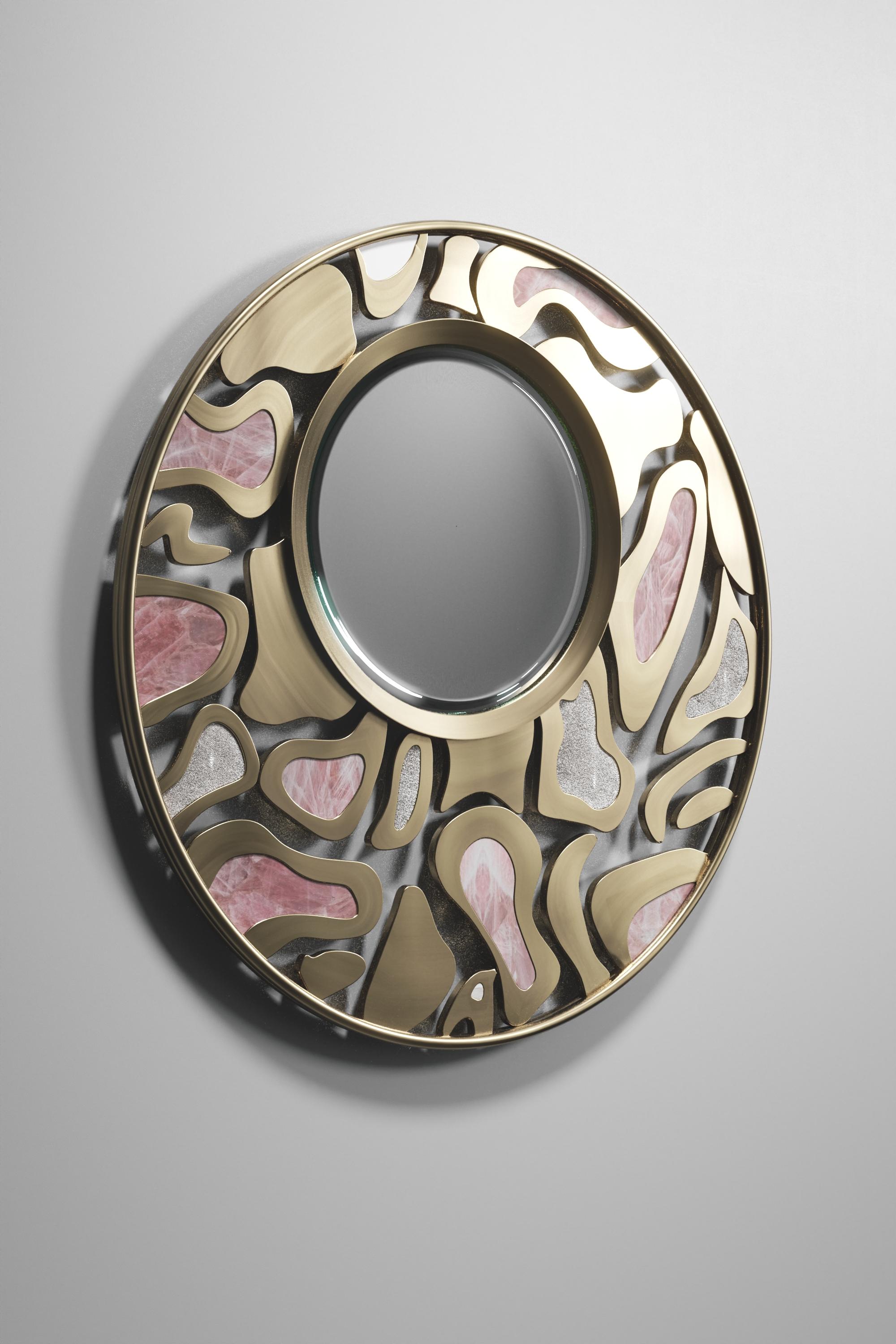 Shagreen Mirror with Bronze-Patina Brass Details by Kifu Paris For Sale 9