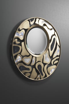 Shagreen Mirror with Bronze-Patina Brass Details by Kifu Paris
