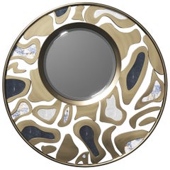 Shagreen Mirror with Bronze-Patina Brass Details by Kifu Paris