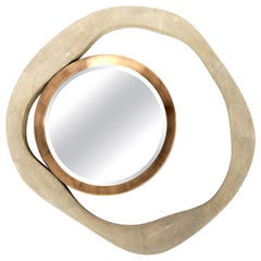 Shagreen Mirror with Bronze-Patina Brass Details by R&Y Augousti