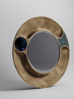Shagreen Mirror with Shell and Bronze-Patina Brass Details by R&Y Augousti
