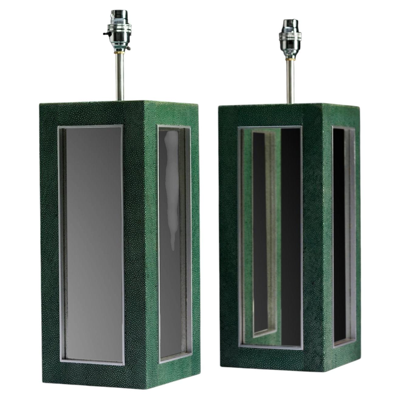 Shagreen Mirrored Table Lamp For Sale