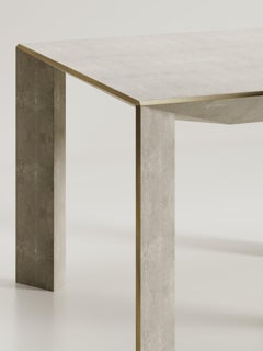 Frühstückstisch aus Chagrin mit Akzenten aus Bronze-Patina-Messing R&Y Augousti