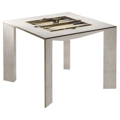 Tavolo da gioco multiplo in zigrino con inserti in ottone patinato e bronzo R & Y Augousti