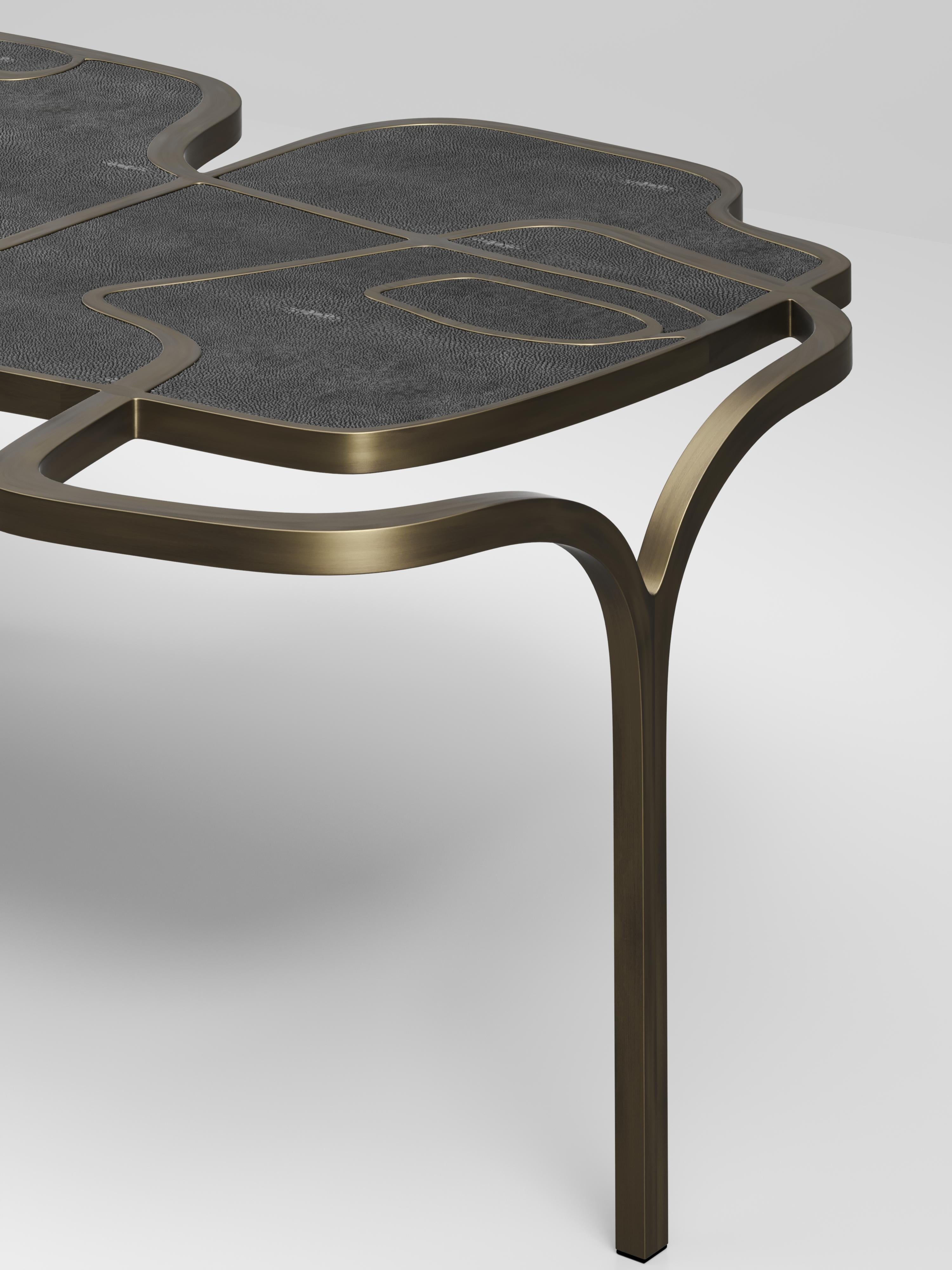 Shagreen Nesting Coffee Tables with Patagonia and Brass Accents by R&Y Augousti For Sale 11
