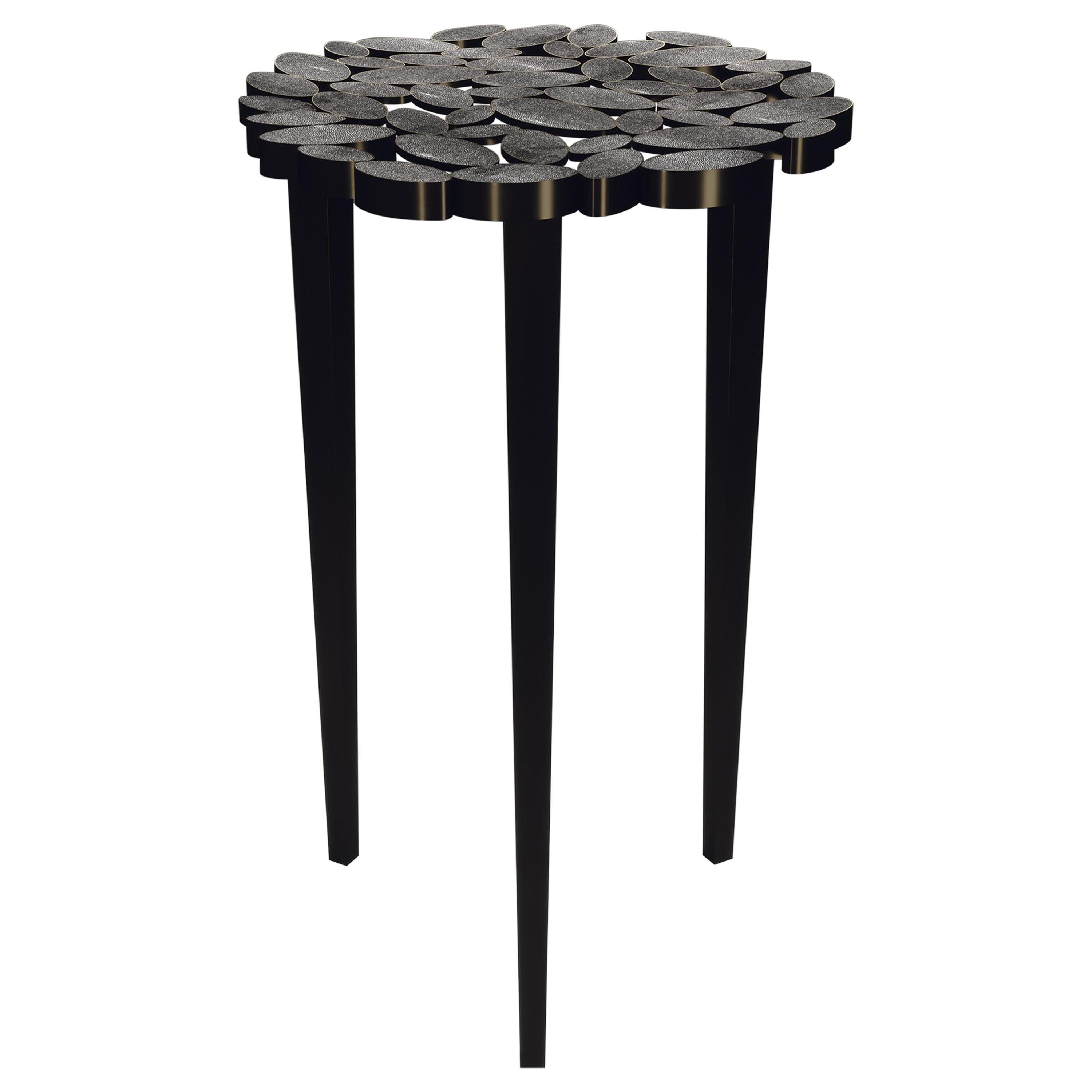 Shagreen Nesting Coffee Tables with BronzePatina Brass Accents R&Y