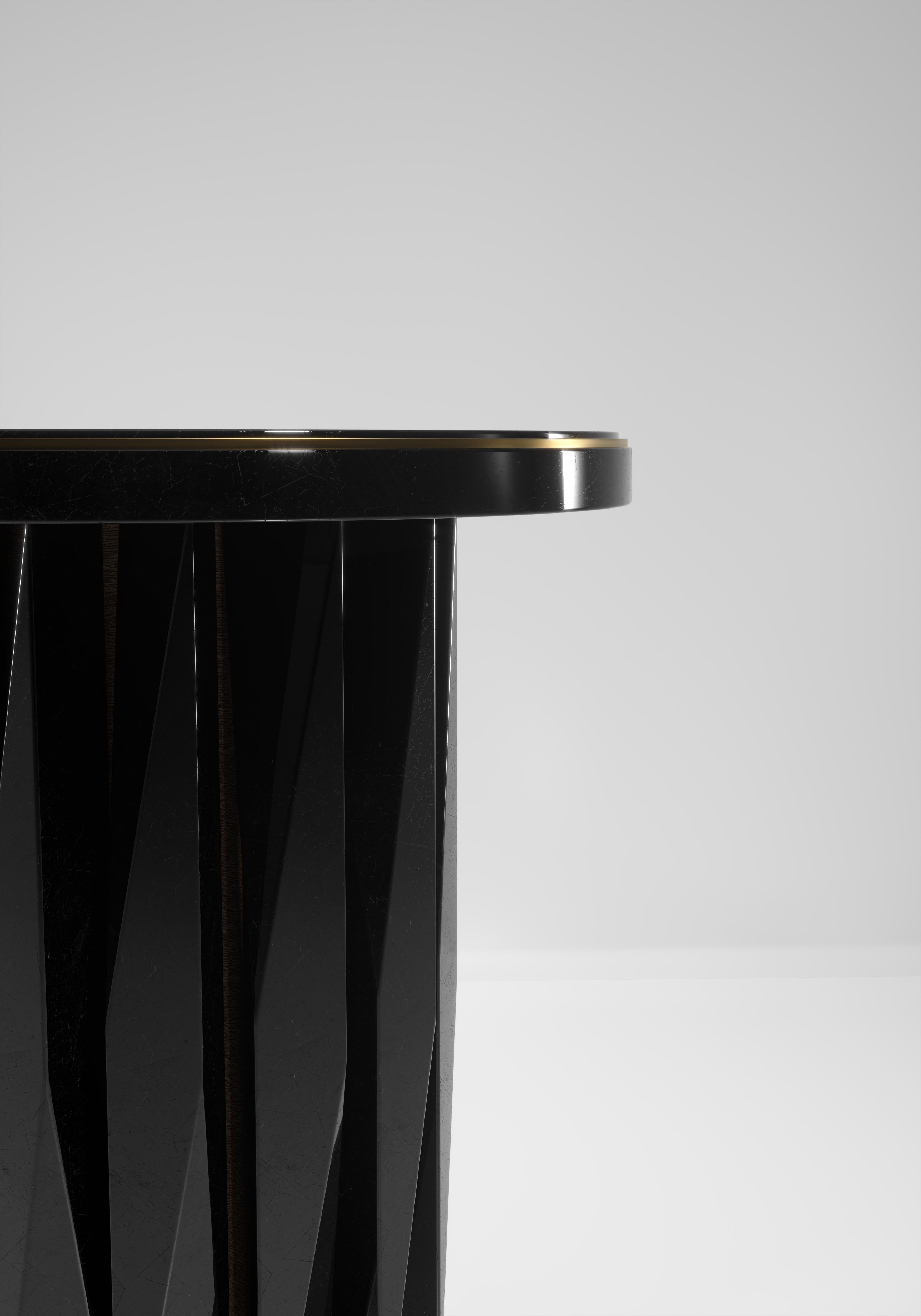 Beistelltische aus Chagrin mit geometrisch geriffelten Details von R&Y Augousti im Angebot 5