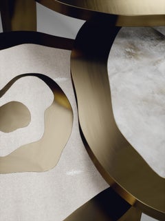 Shagreen Nesting Side Tables with Quartz and Bronze-Patina Brass by R&Y Augousti
