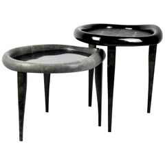 Shagreen Nesting Tables with Shell Marquetry and Parchment Feet by Ginger Brown