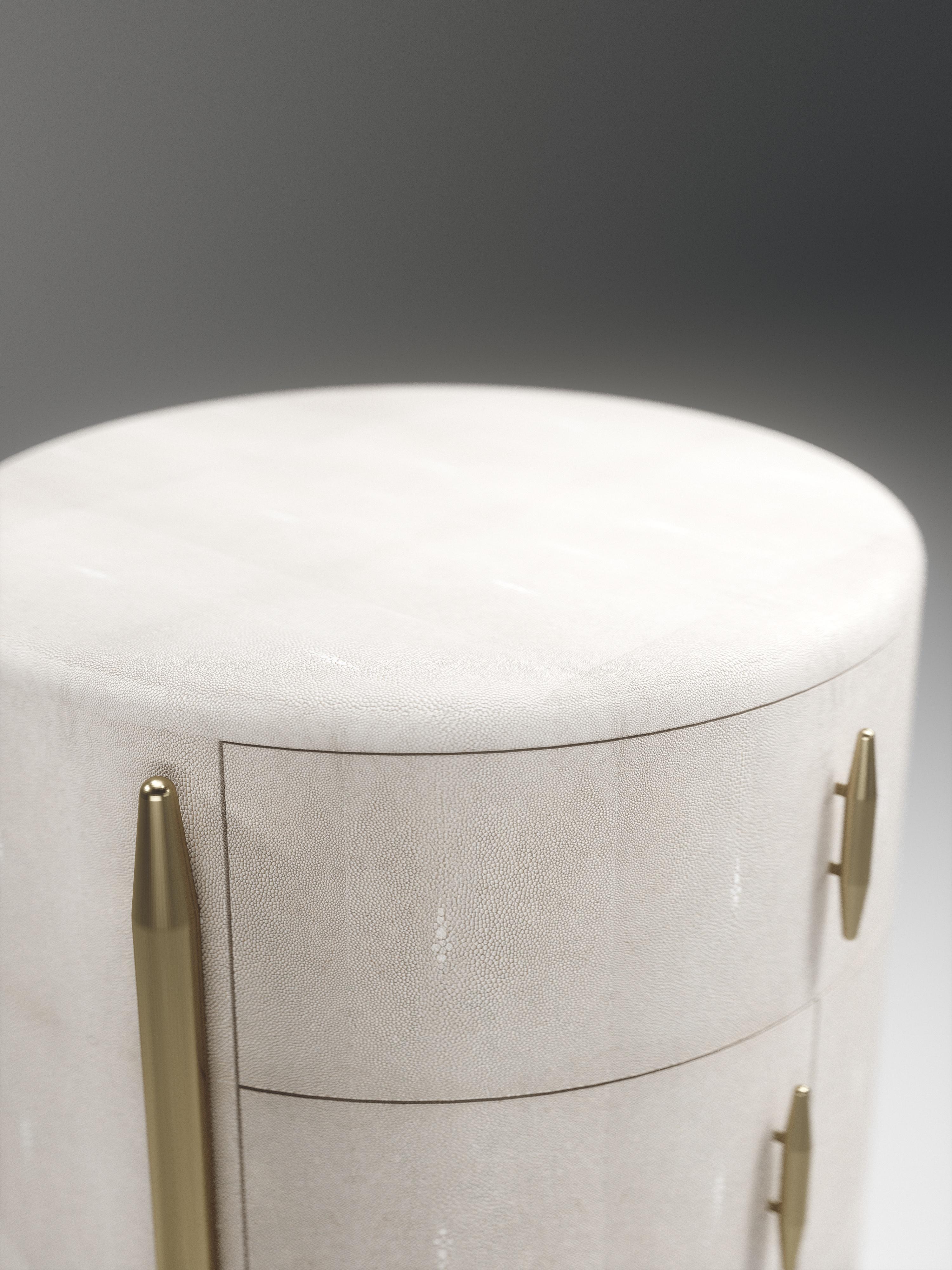 Shagreen Night Stand with Brass Accents by Kifu Paris For Sale 8