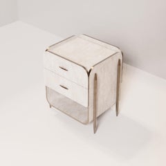 Shagreen Night Stand with Brass Accents by Kifu Paris