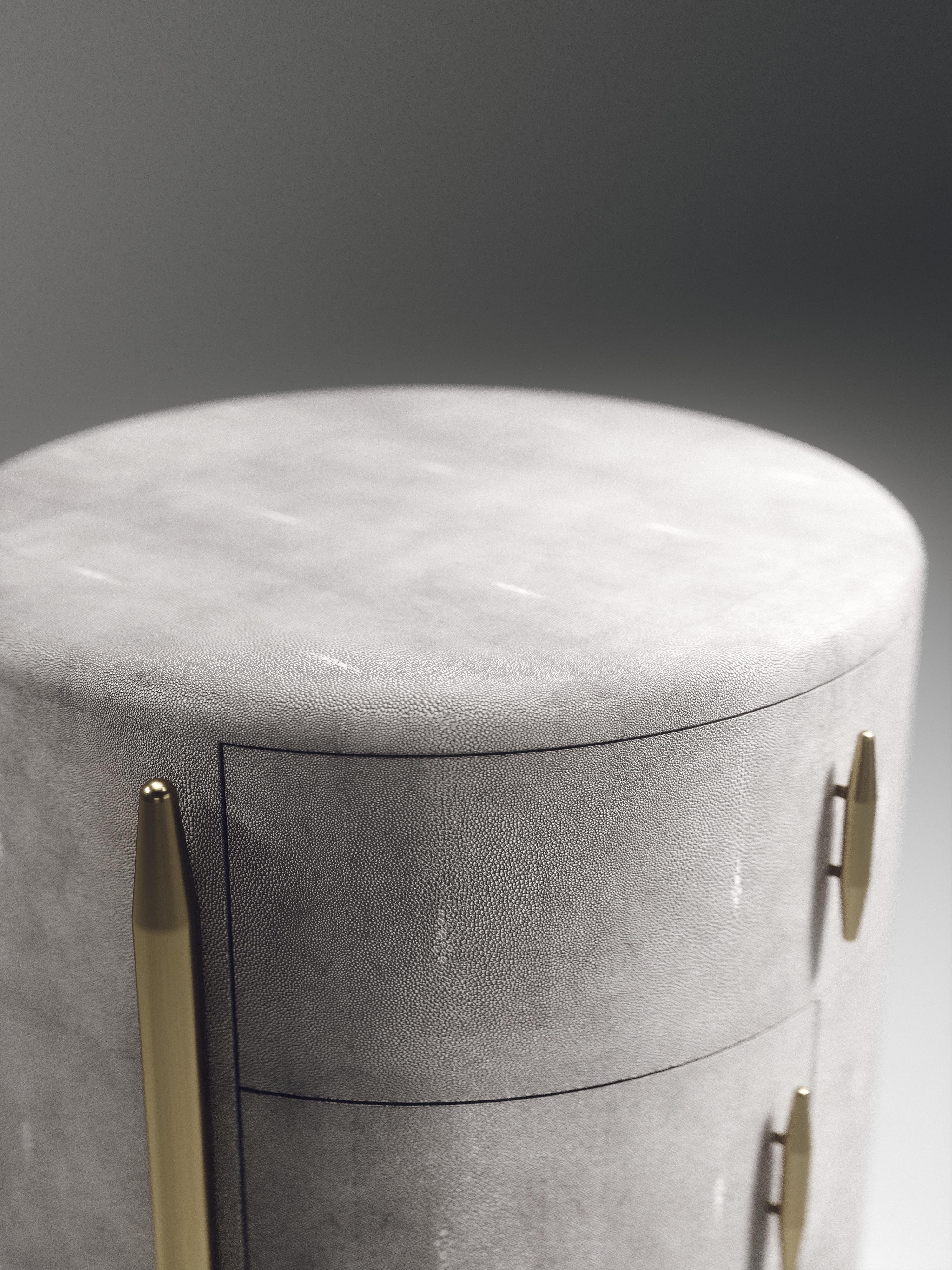 Hand-Crafted Shagreen Night Stand with Brass Accents by Kifu Paris For Sale