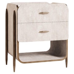 Shagreen Night Stand with Brass Accents by Kifu Paris