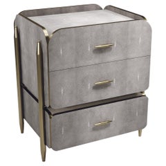 Shagreen Night Stand with Brass Accents by Kifu Paris