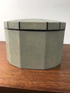 Shagreen Octagonal Box with Ebony Inlay