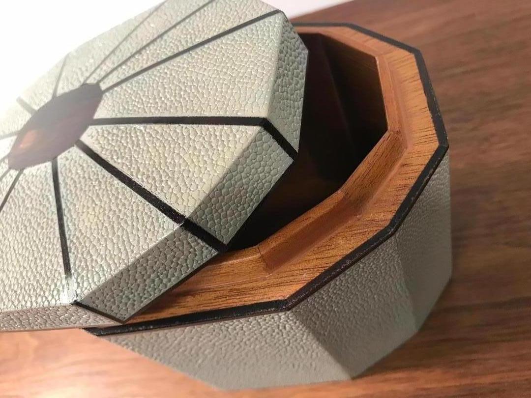 Philippine Shagreen Octagonal Box with Ebony Inlay For Sale