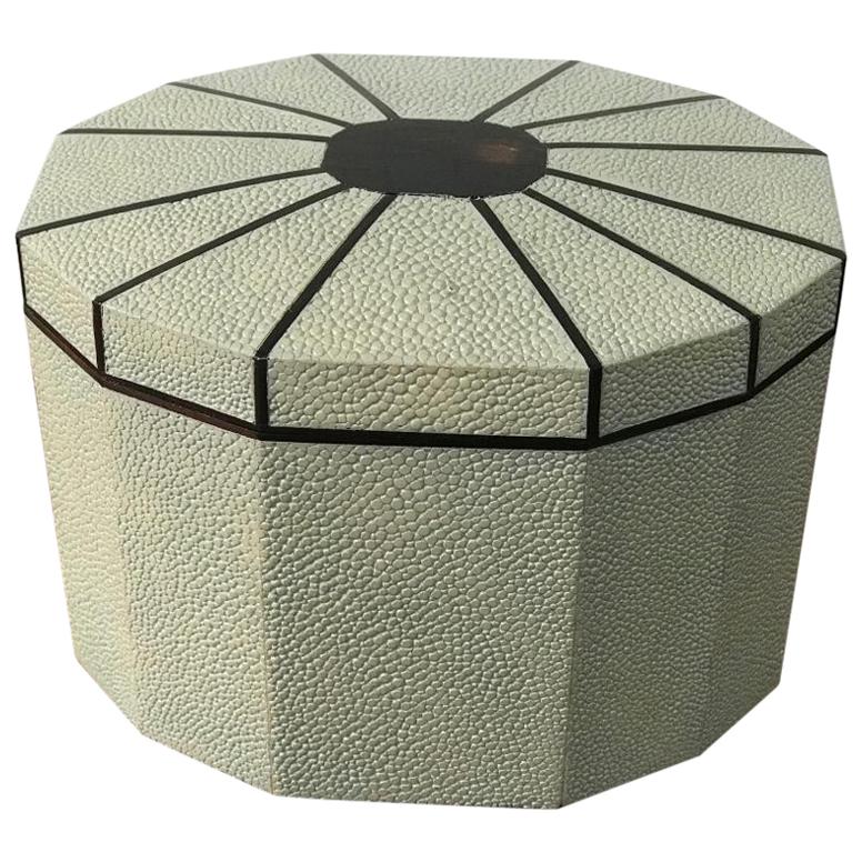 Shagreen Octagonal Box with Ebony Inlay For Sale