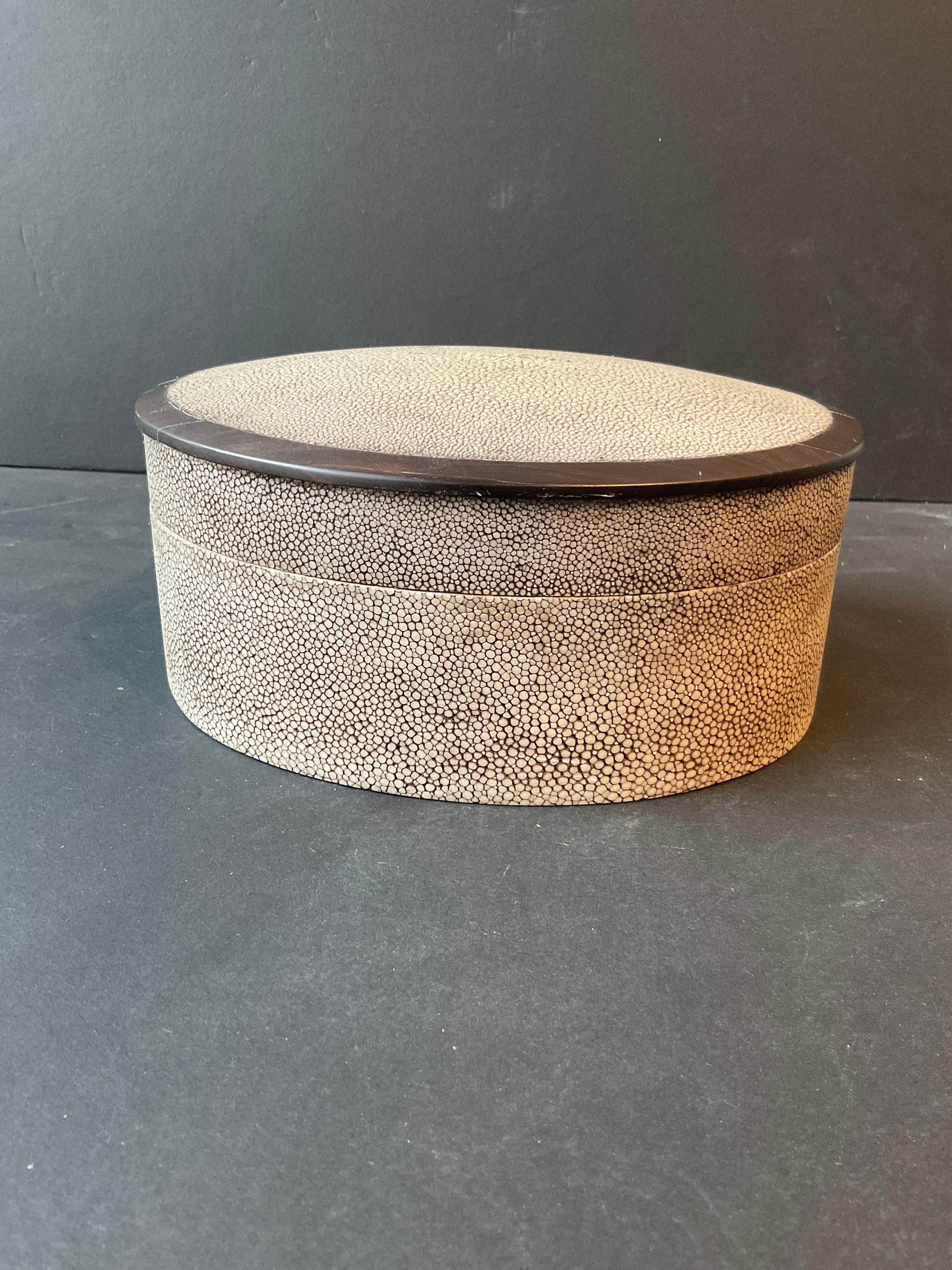Contemporary Shagreen Oval Box For Sale