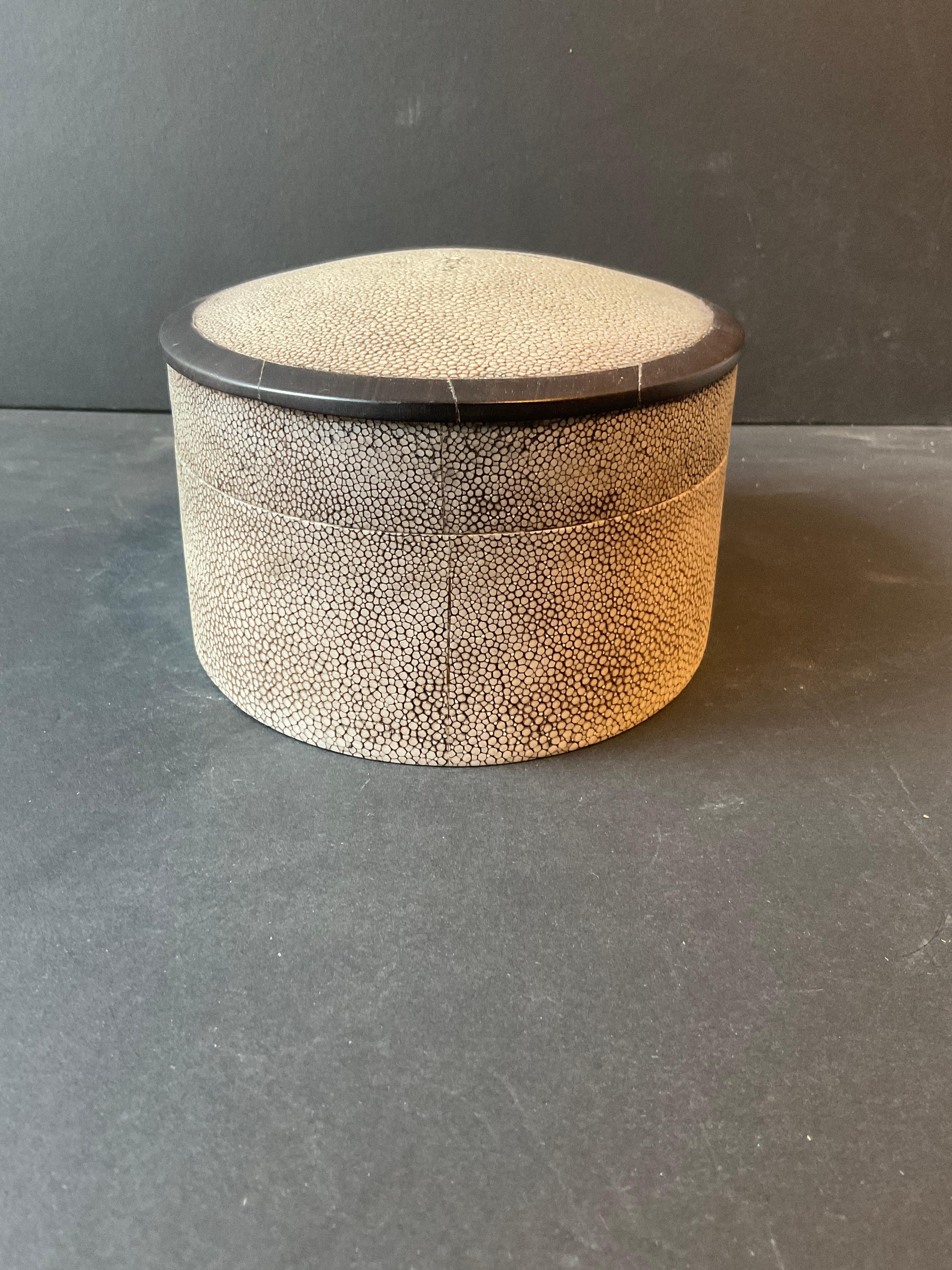 Wood Shagreen Oval Box For Sale