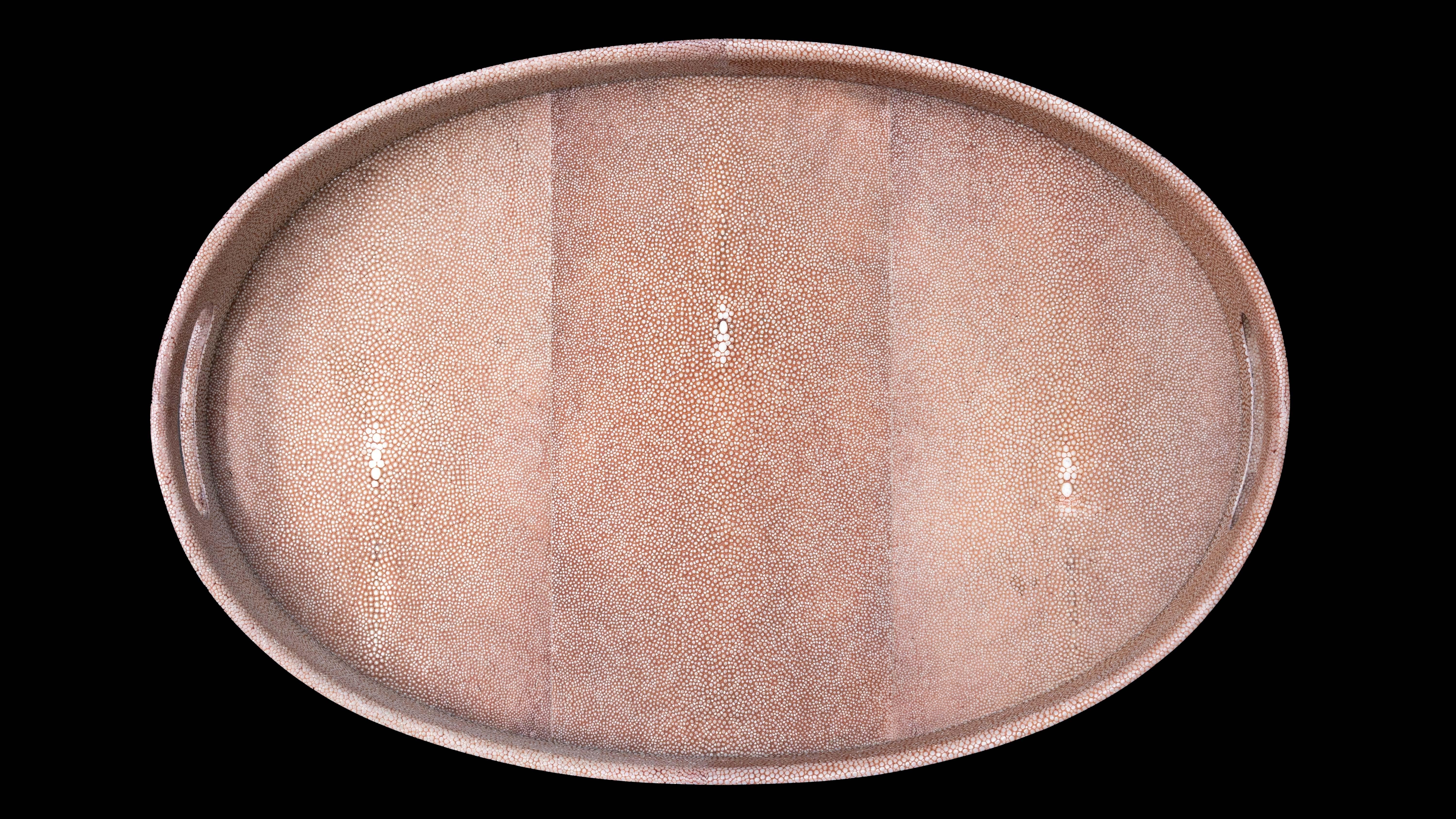 Shagreen oval brown tray

Measures approximately: 17