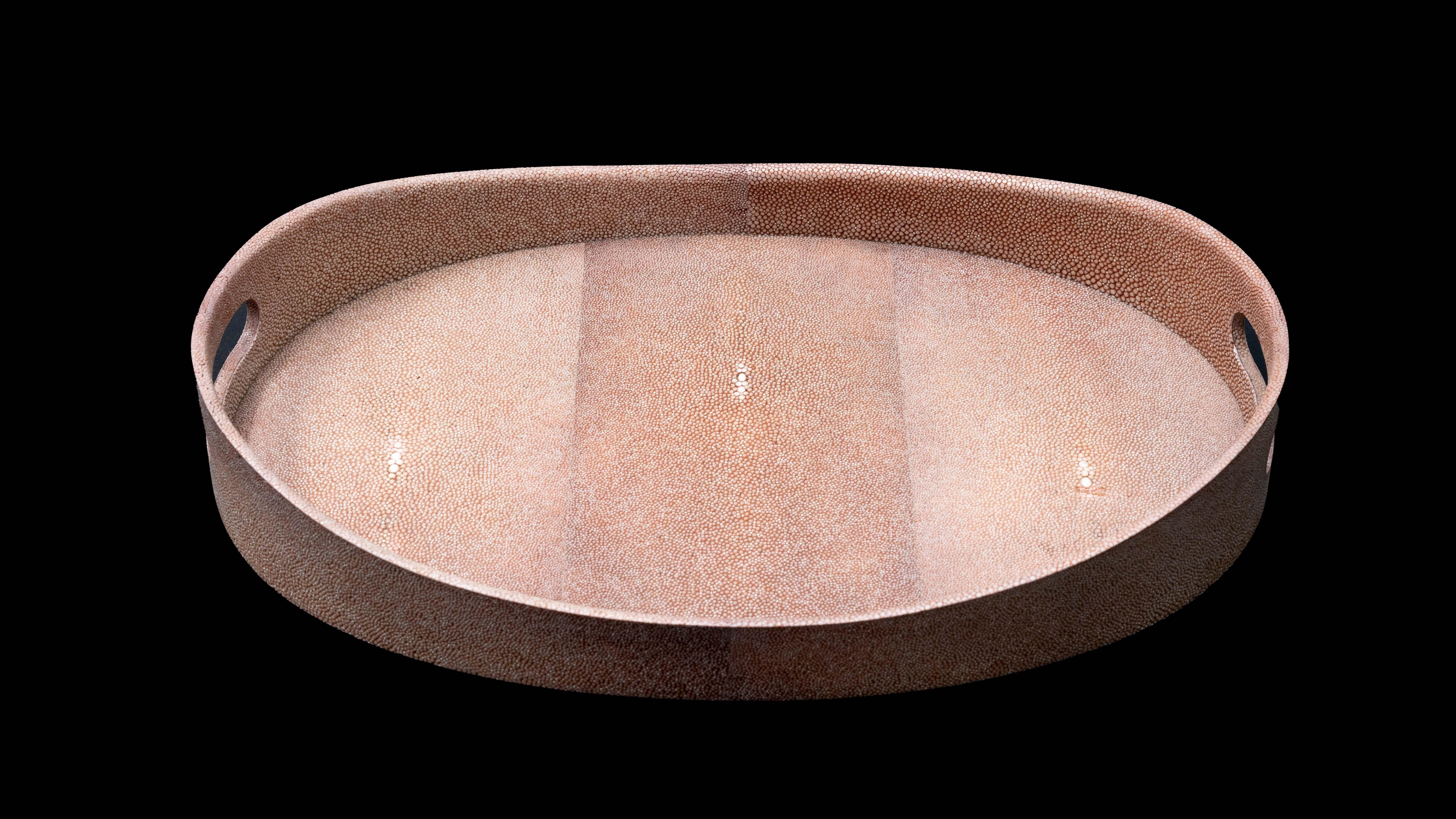 French Shagreen Oval Brown Tray