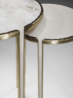 Shagreen & Quartz Nesting Tables w/ Bronze-Patina Brass Accents by R&Y Augousti