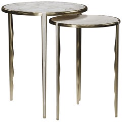 Shagreen & Quartz Nesting Tables w/ Bronze-Patina Brass Accents by R&Y Augousti