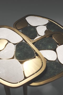 Shagreen, Quartz & Onyx Nesting Coffee Table with Brass Details by Kifu Paris