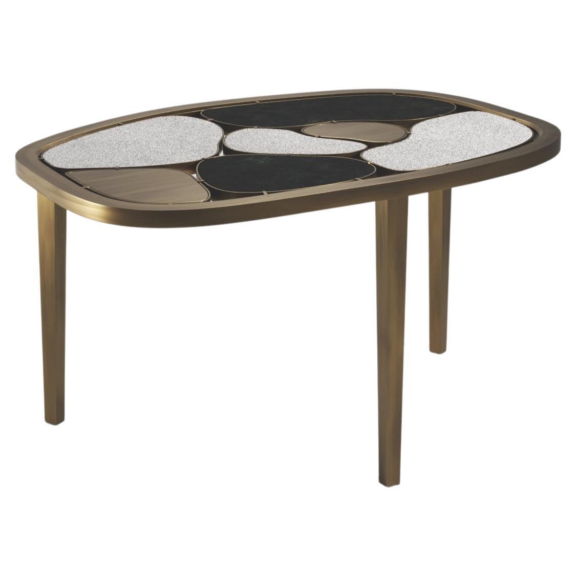 Shagreen, Quartz & Onyx Nesting Coffee Table with Brass Details by Kifu Paris