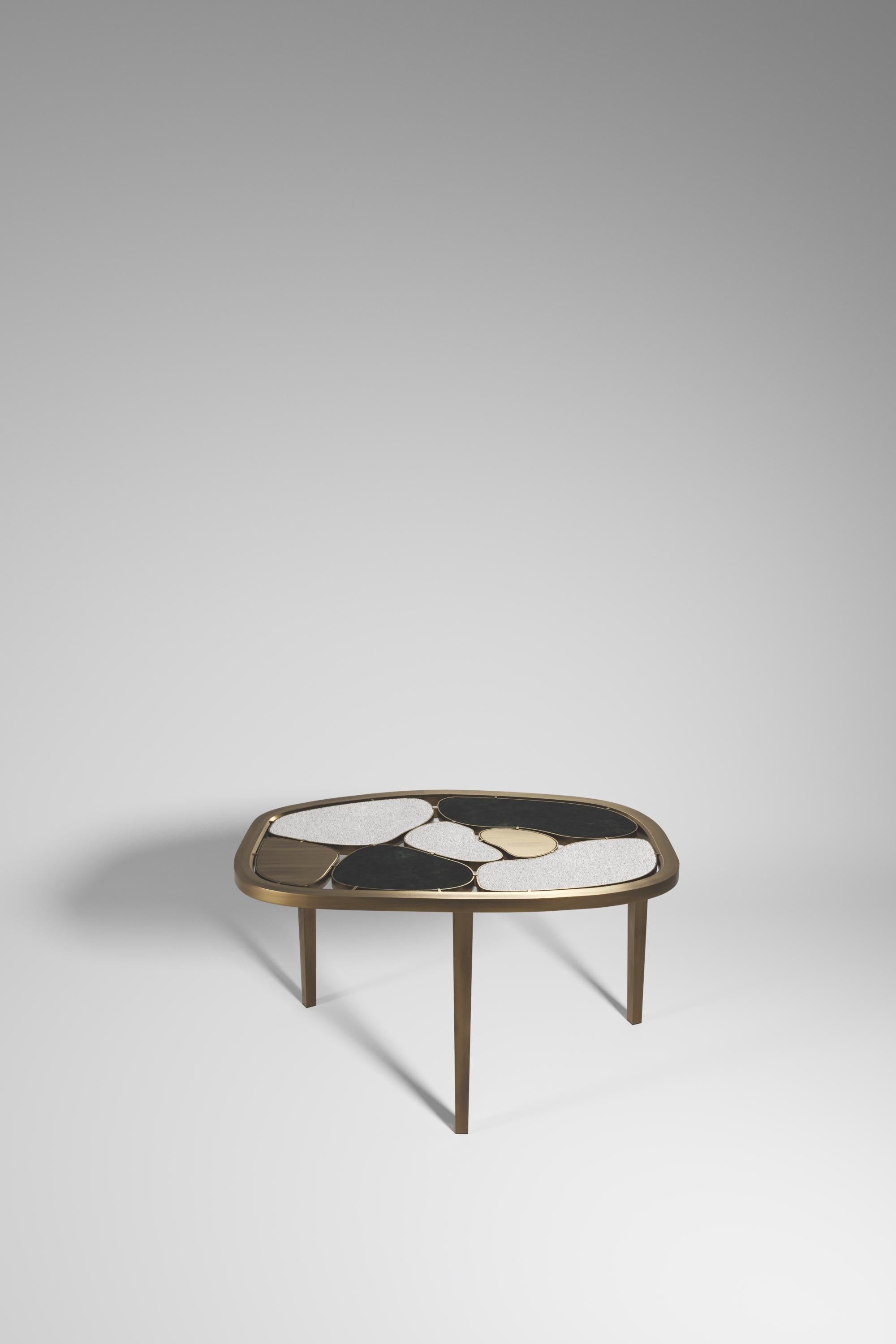 Philippine Shagreen, Quartz & Onyx Nesting Coffee Tables with Brass Details by Kifu Paris For Sale