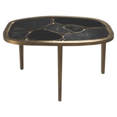 Shagreen, Quartz & Shell Nesting Coffee Table with Brass Details by Kifu Paris