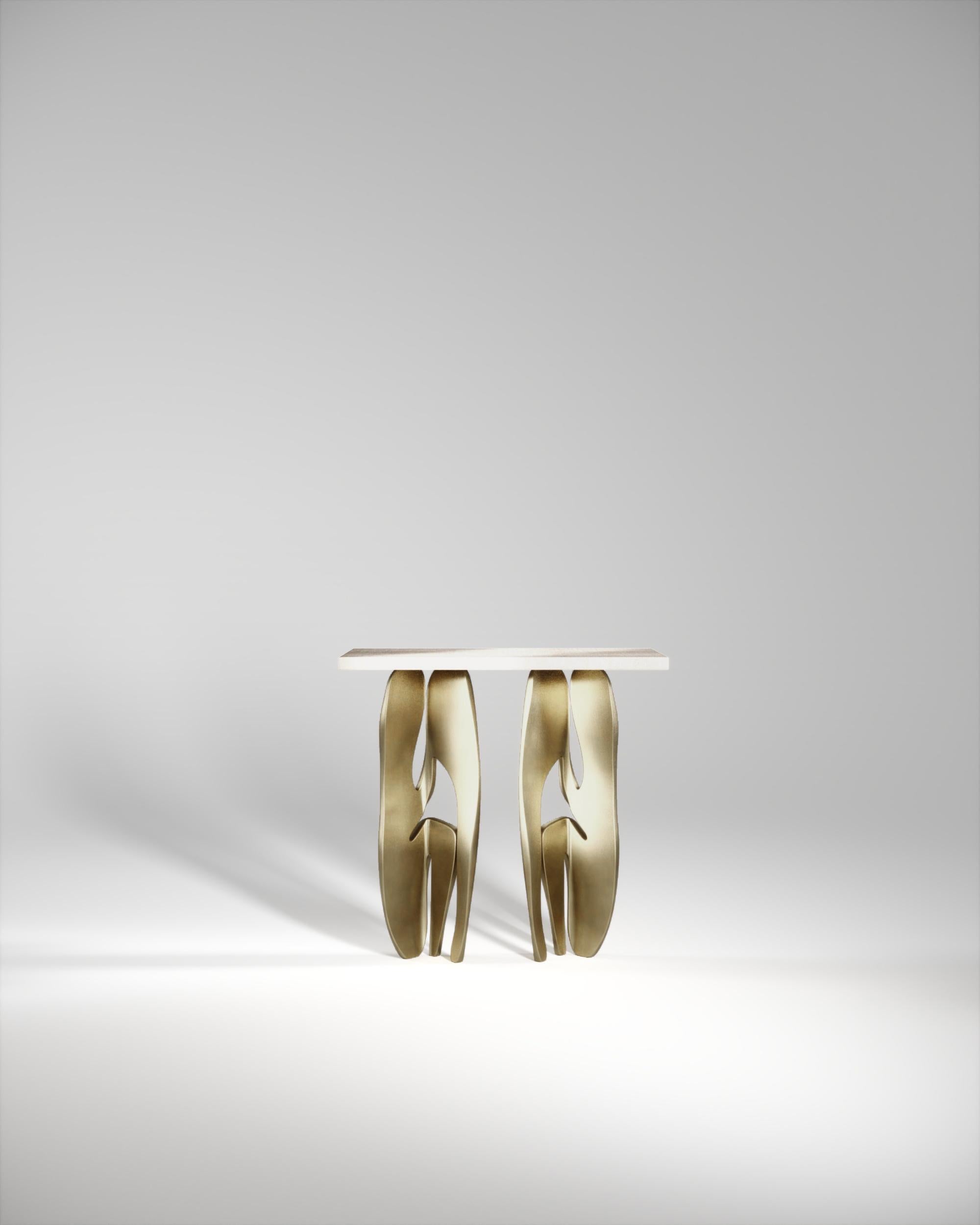 Table d'appoint rectangulaire en galuchat avec pieds en laiton bronze-patina de R&Y Augousti en vente 2