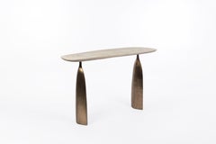 Shagreen Sculptural Console with Bronze Patina Brass by Patrick Coard Paris