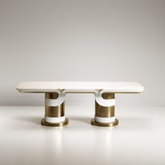 Shagreen Sculptural Dining Table in Shagreen Rattan and Brass by R&Y Augousti