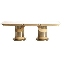 Shagreen Sculptural Dining Table in Shagreen Rattan and Brass by R&Y Augousti