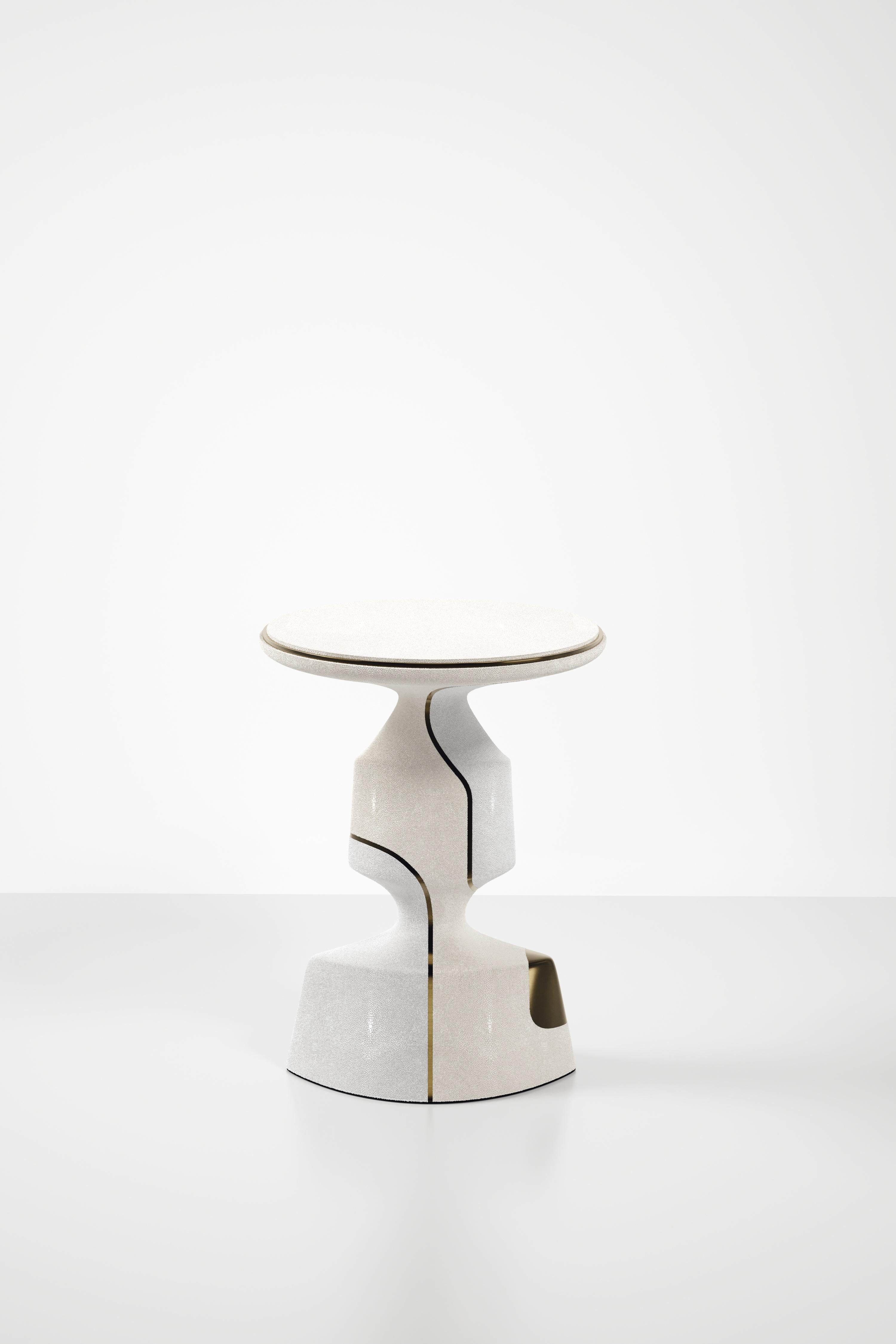 Shagreen Sculptural Floor Lamp with Shell and Brass Details by R&Y Augousti For Sale 9