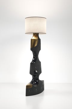 Shagreen Sculptural Floor Lamp with Shell and Brass Details by R&Y Augousti