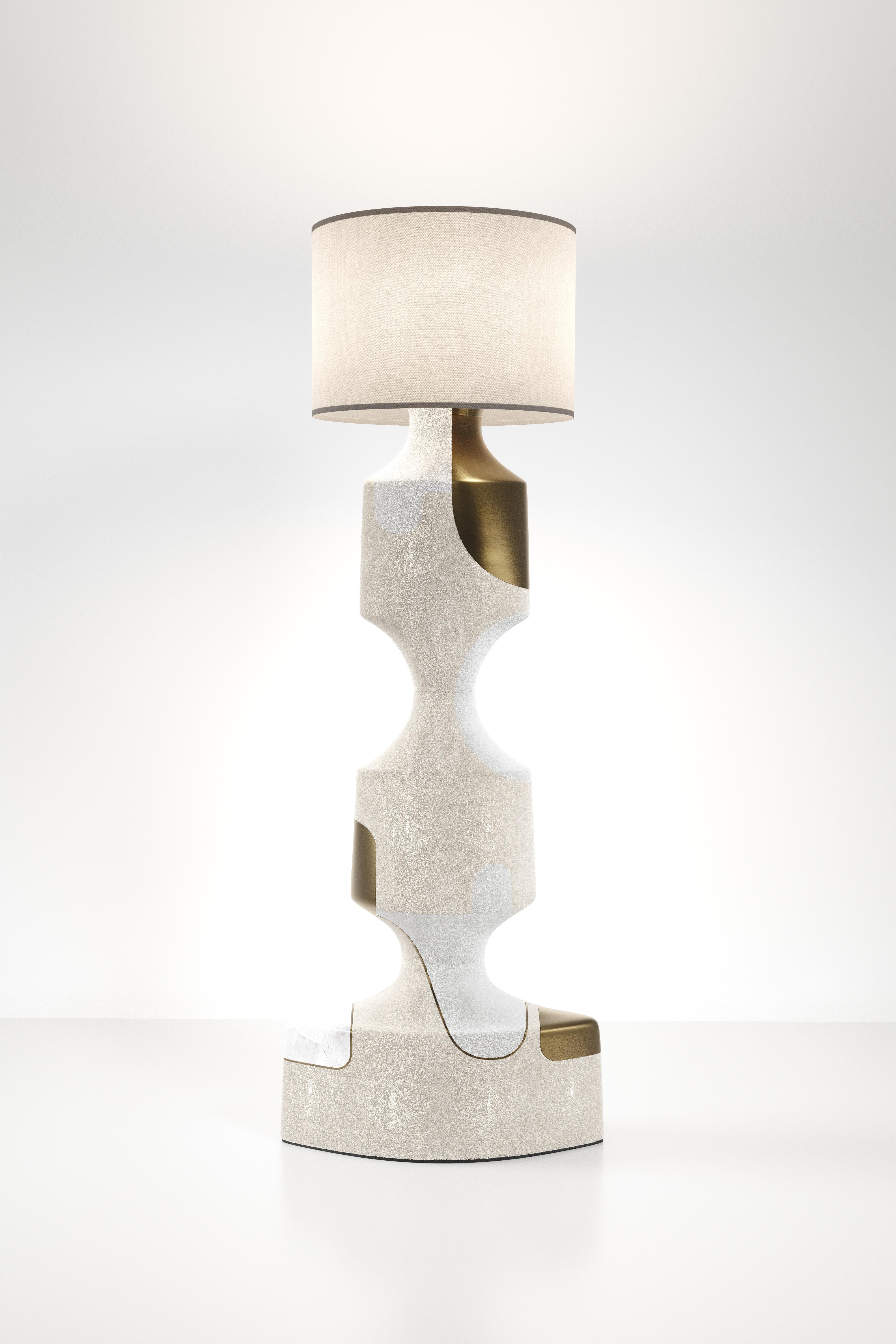 Shagreen Sculptural Side Table with Shell and Brass Details by R&Y Augousti For Sale 4