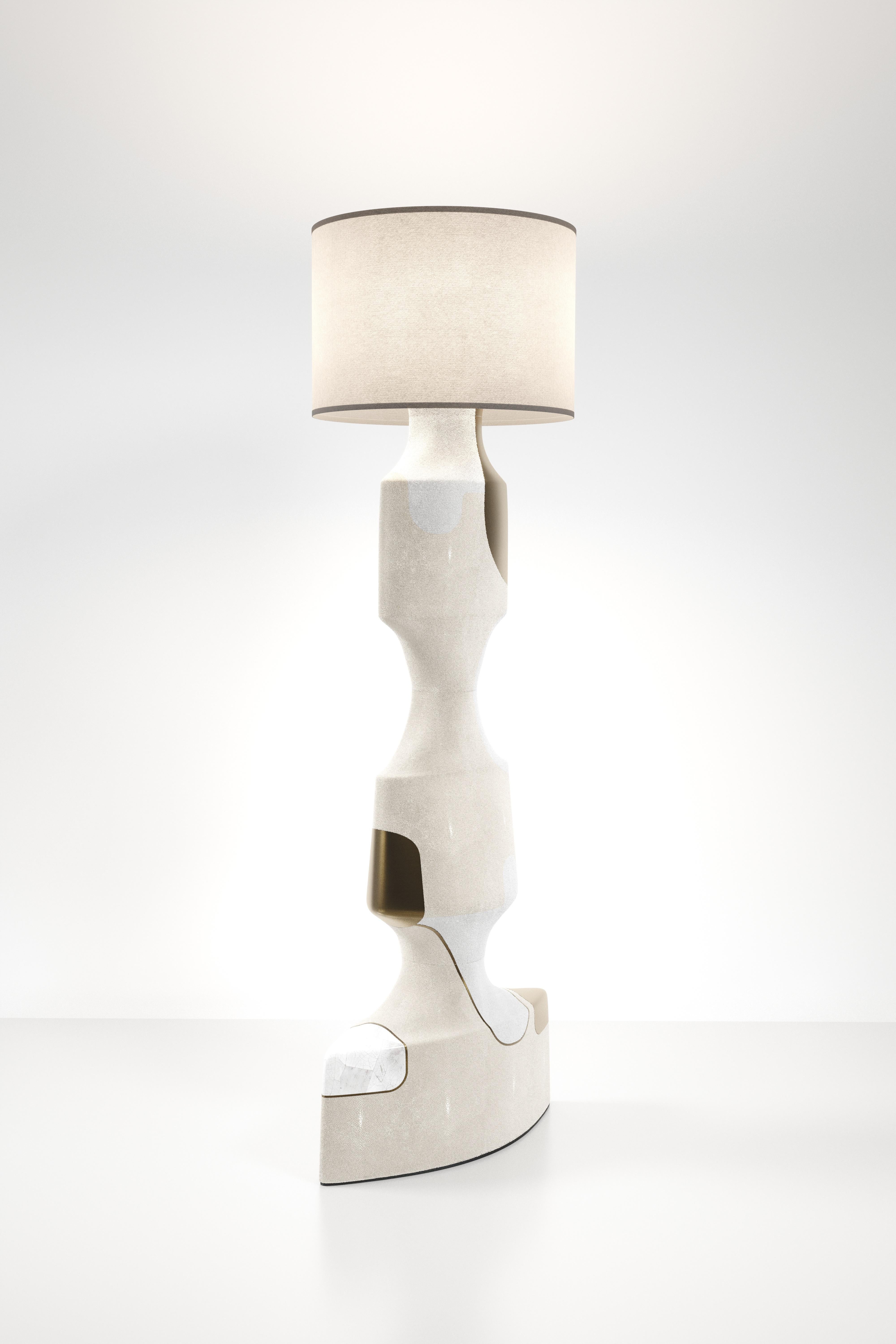 Shagreen Sculptural Side Table with Shell and Brass Details by R&Y Augousti For Sale 5