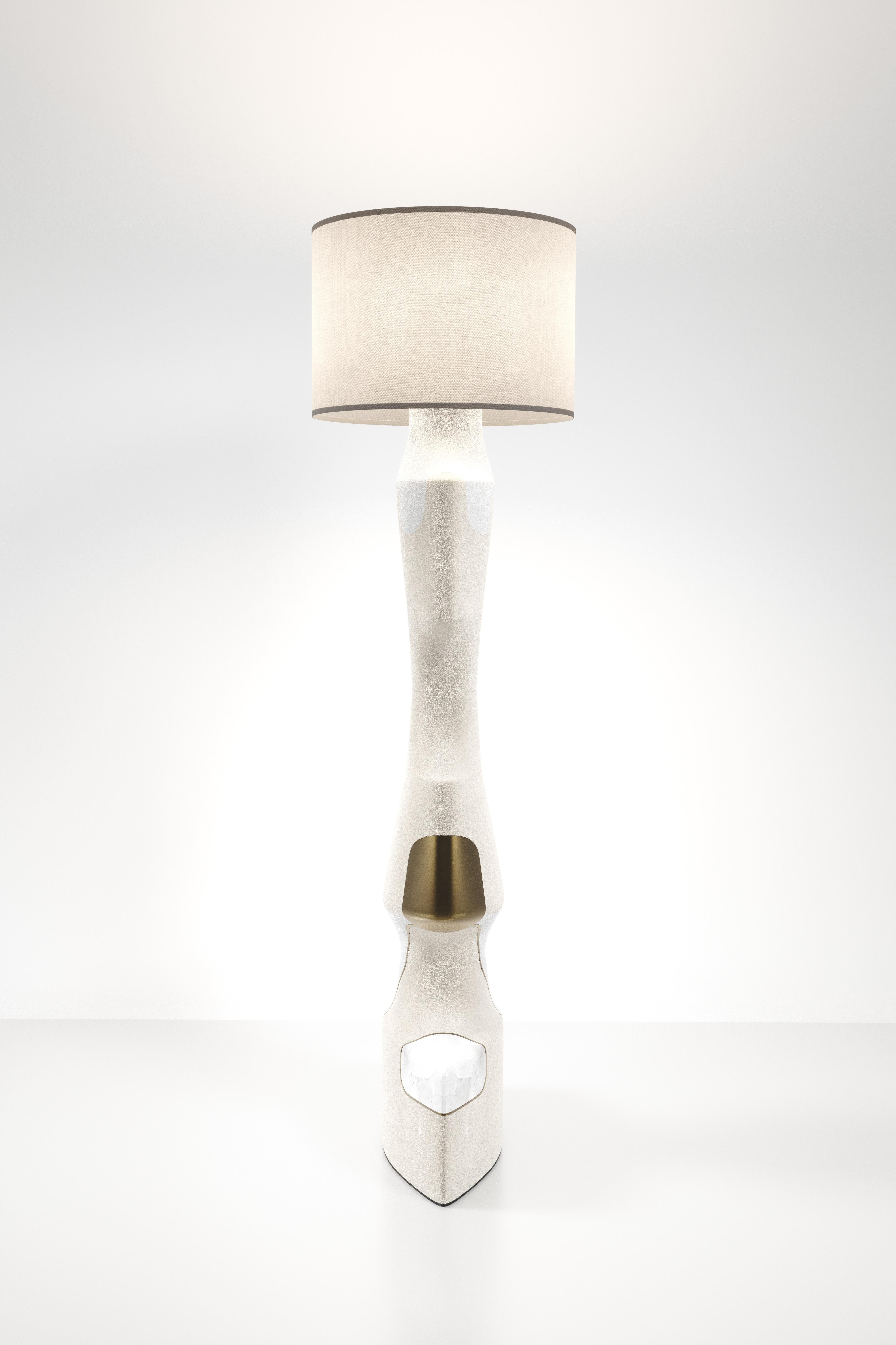 Shagreen Sculptural Side Table with Shell and Brass Details by R&Y Augousti For Sale 6