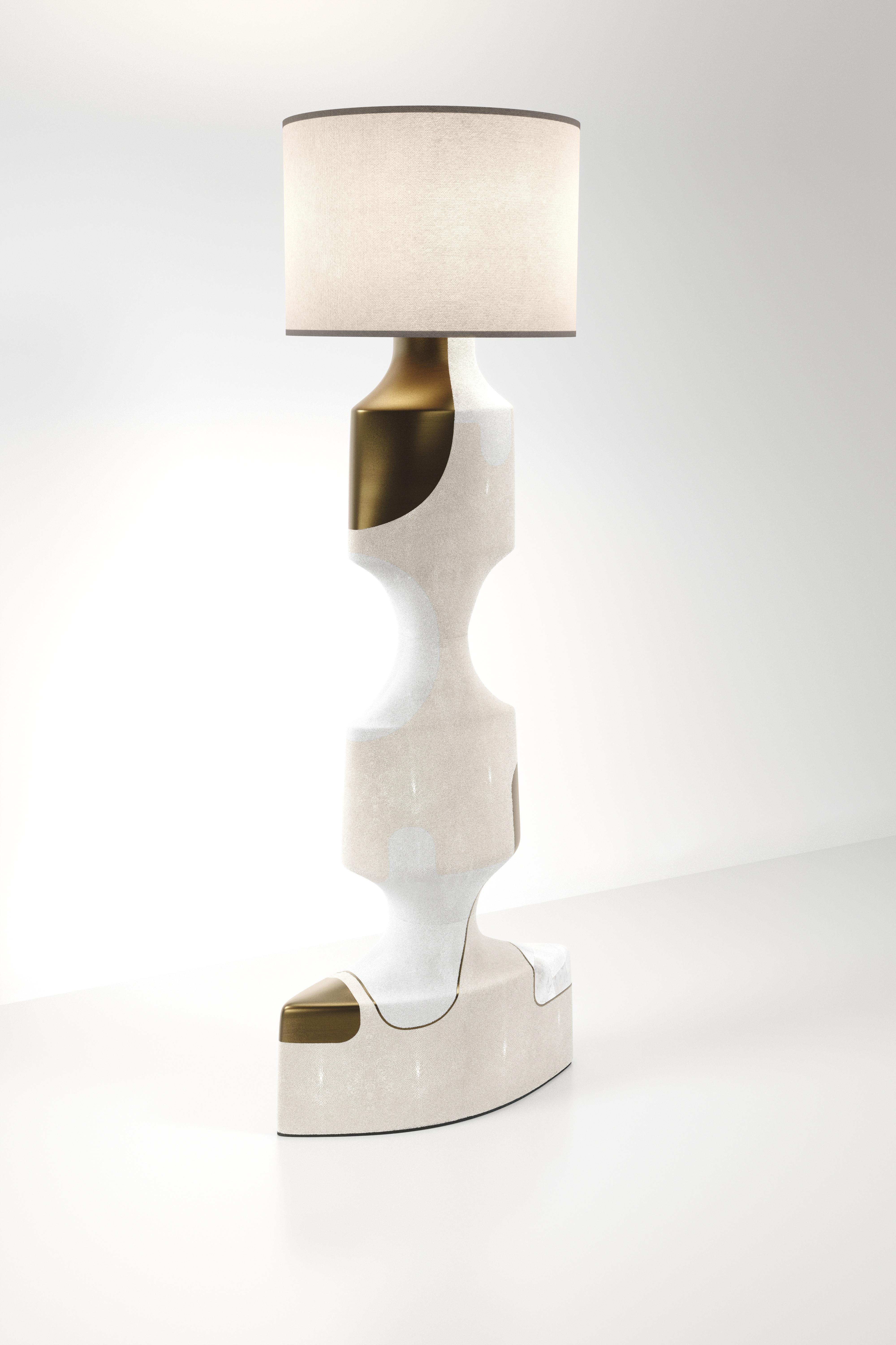 Shagreen Sculptural Side Table with Shell and Brass Details by R&Y Augousti For Sale 7