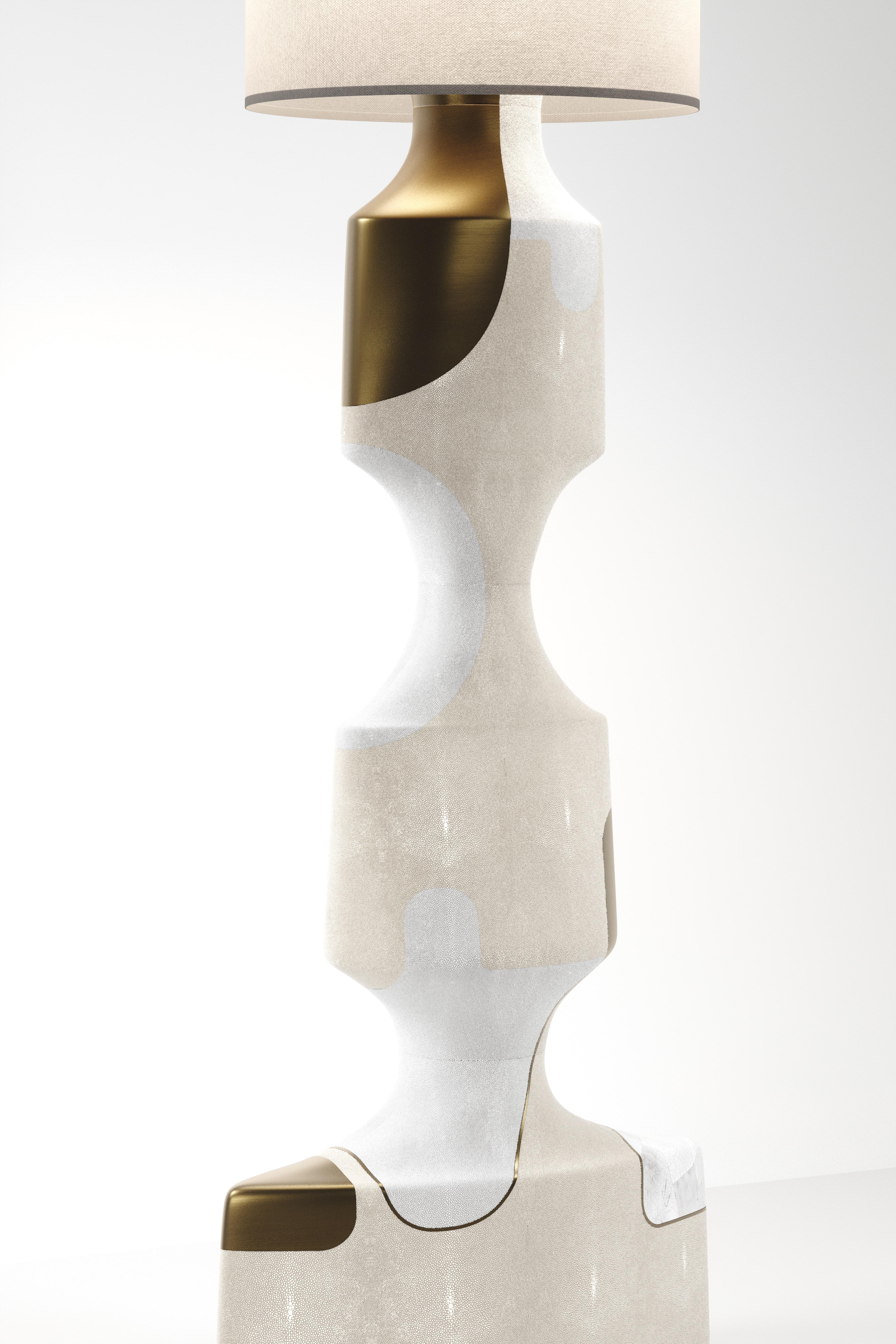 Shagreen Sculptural Side Table with Shell and Brass Details by R&Y Augousti For Sale 8