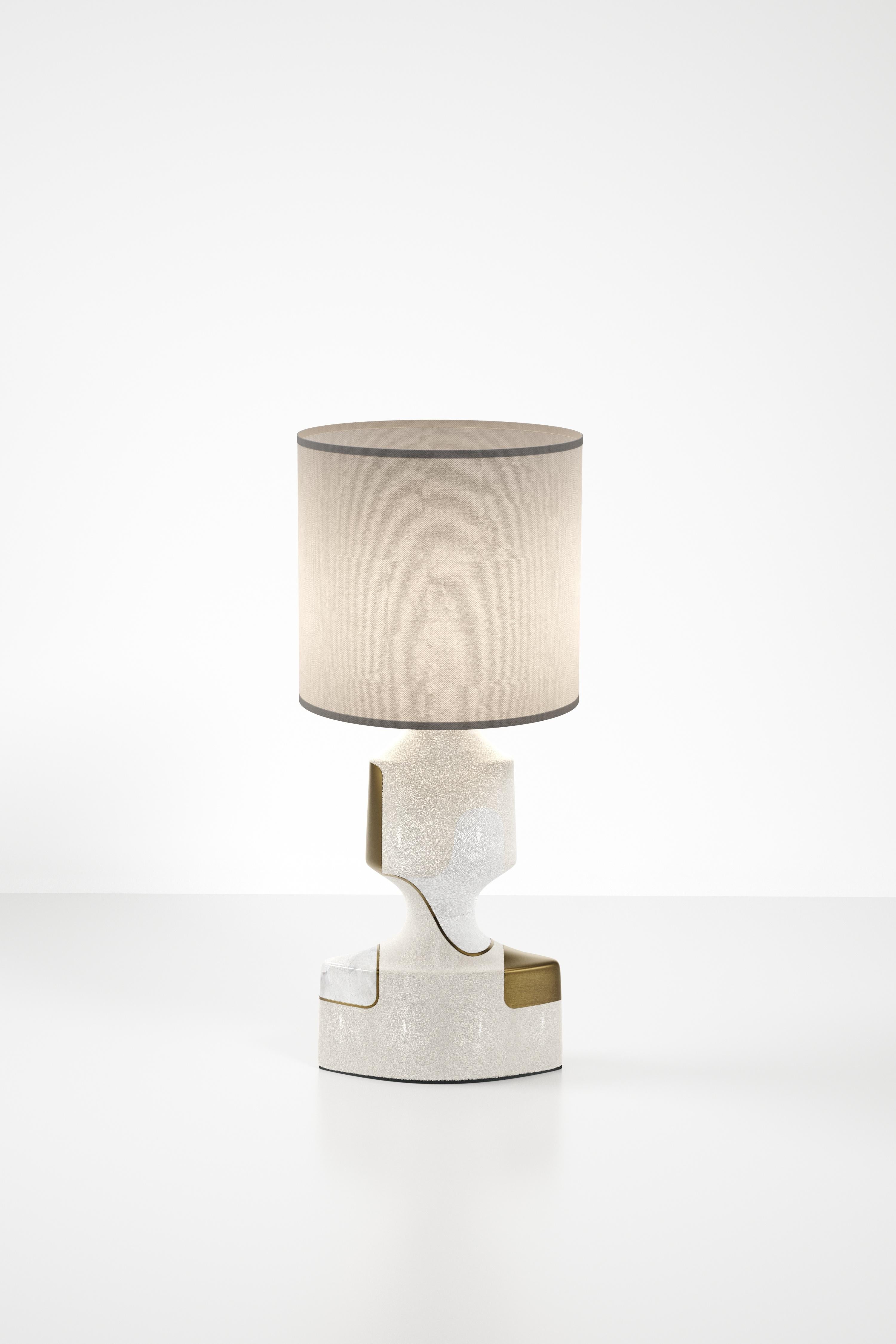 Shagreen Sculptural Side Table with Shell and Brass Details by R&Y Augousti For Sale 9