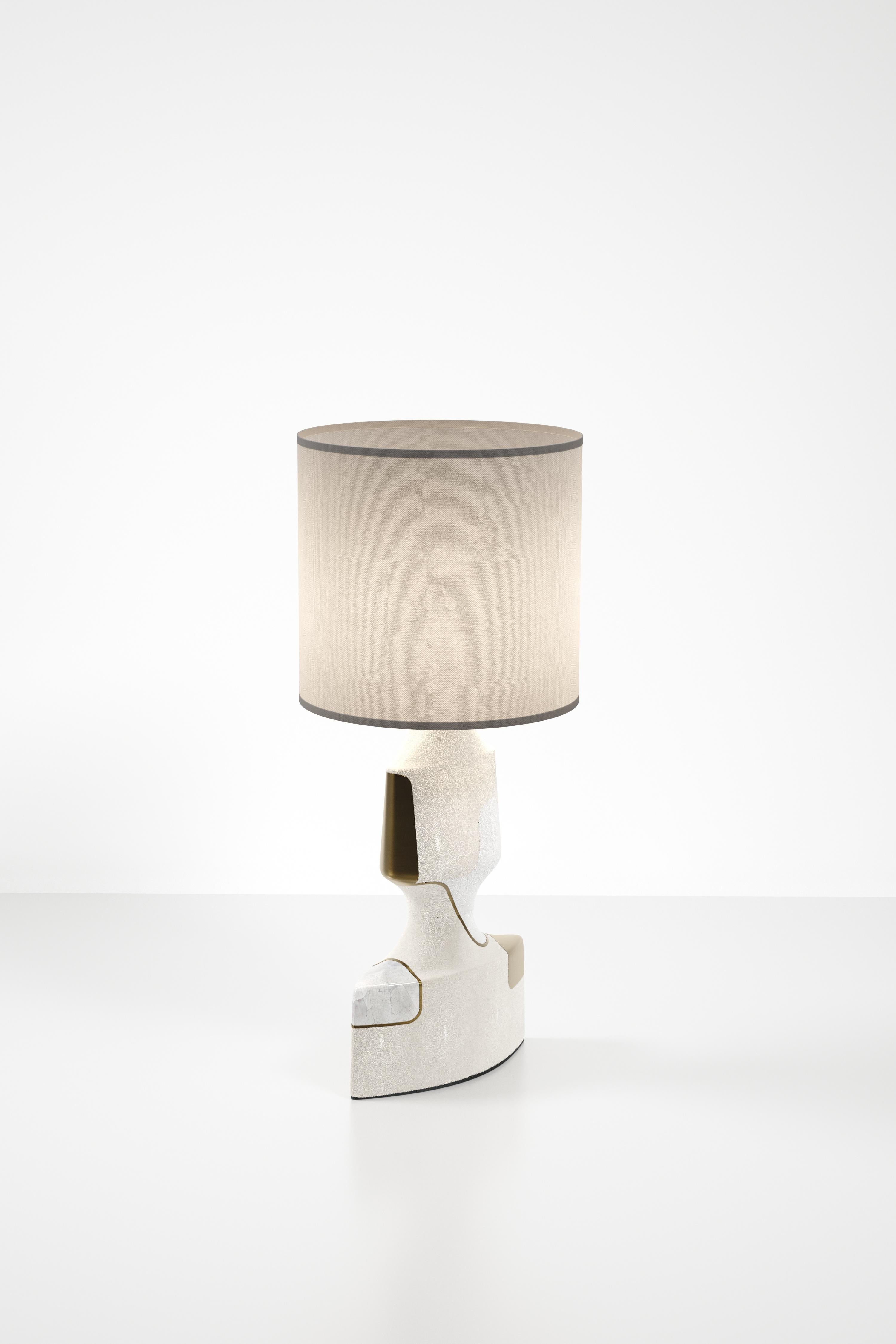 Shagreen Sculptural Side Table with Shell and Brass Details by R&Y Augousti For Sale 10