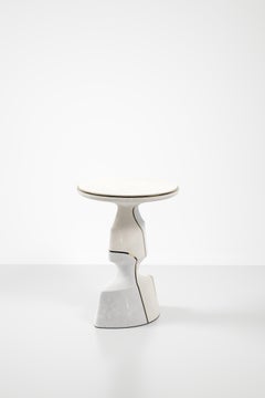 Shagreen Sculptural Side Table with Shell and Brass Details by R&Y Augousti