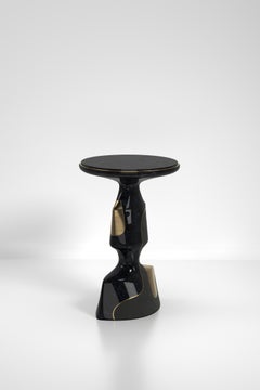 Shagreen Sculptural Side Table with Shell and Brass Details by R&Y Augousti
