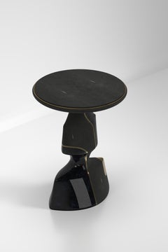 Shagreen Sculptural Side Table with Shell and Brass Details by R&Y Augousti
